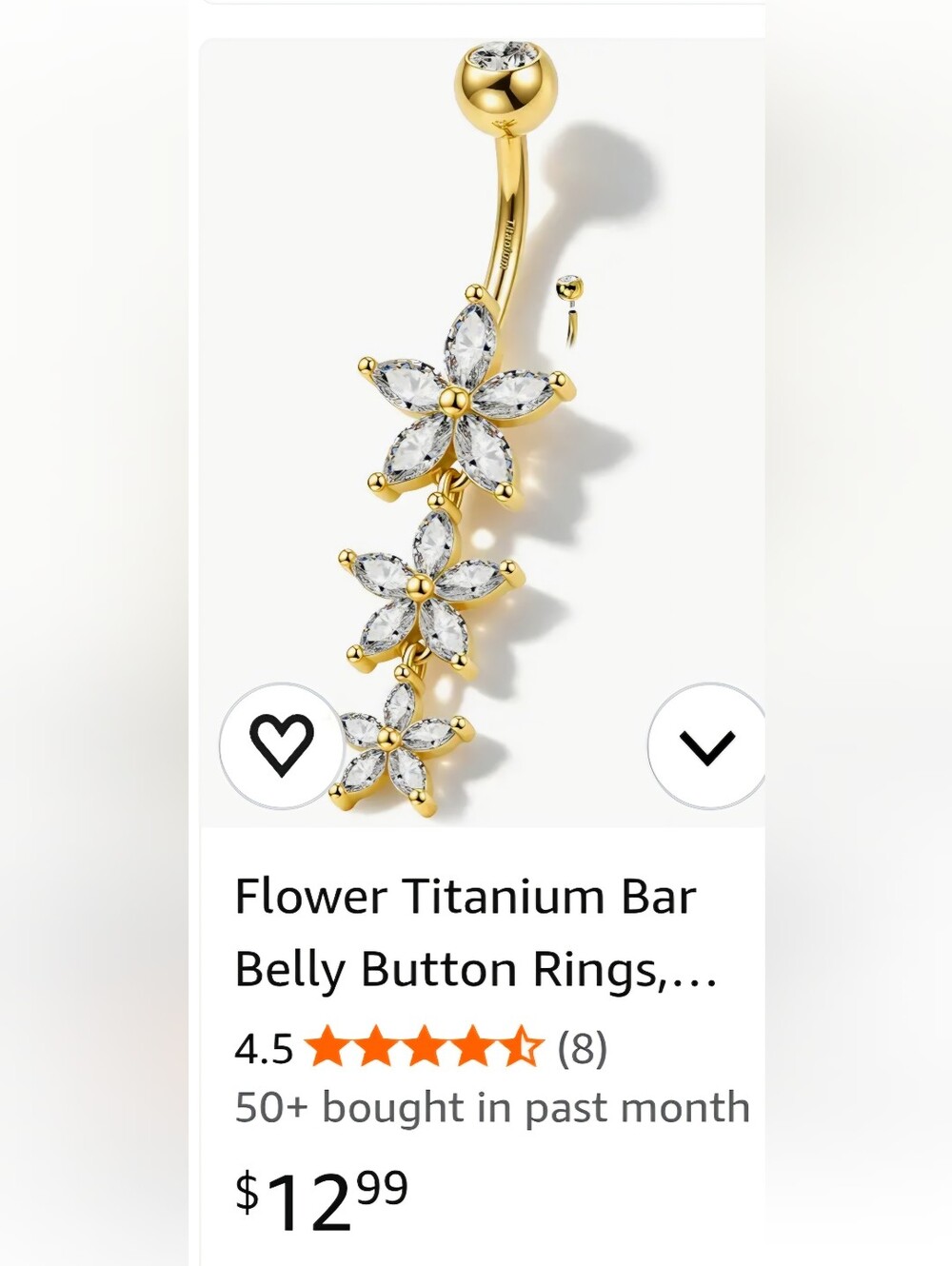 Gold Flower Titanium Belly Button Ring Bundle 11 2 Bonus Nose Rings NWOT
